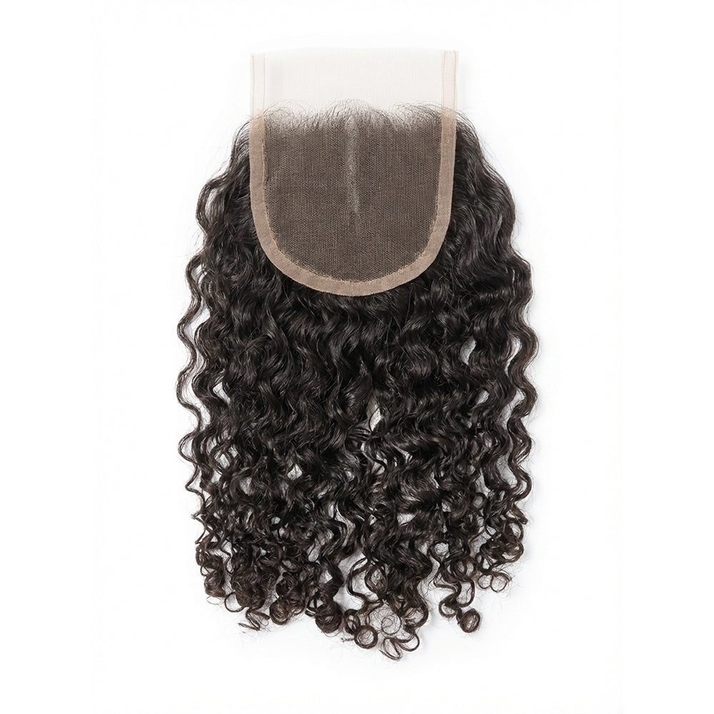 Dream Hair Natural Closure 4*4 Middle Part Deep Wave Brazilian Virgin 14:Natural Color