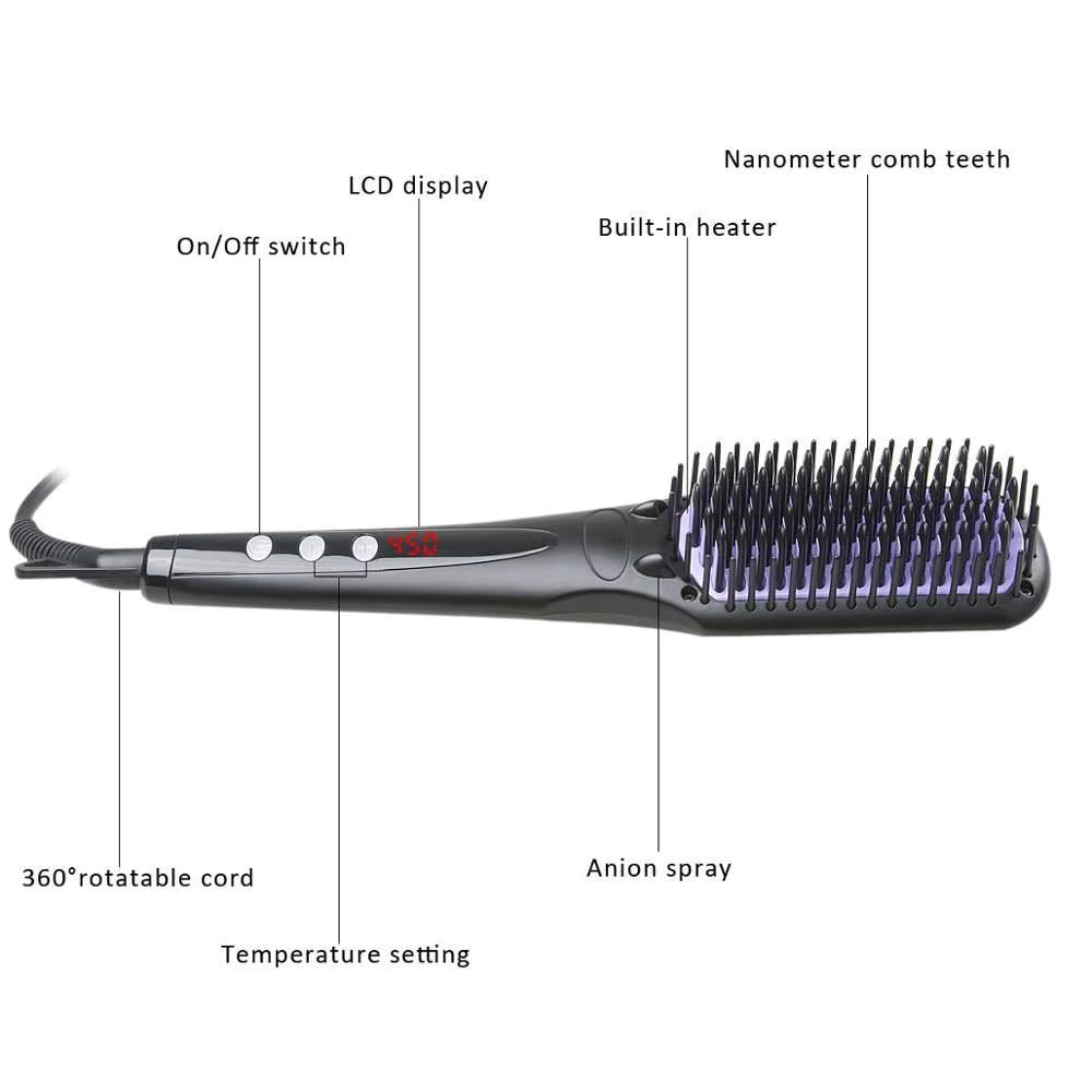 Dreamfix Adjustable Heated Straightening Ceramic Brush (Black)