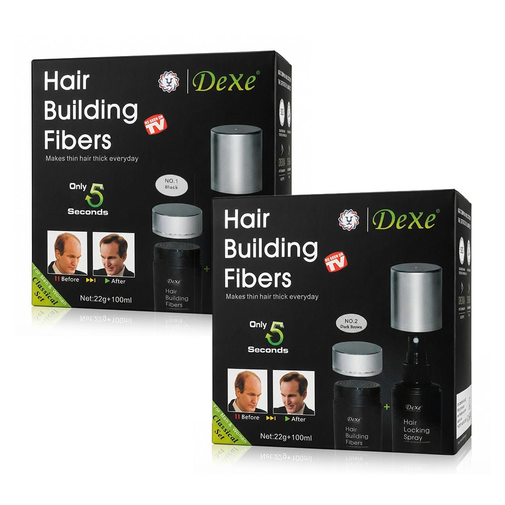 Dexe Hair Building Fiber Classic set KIT (Black & Dark Brown) - gtworld.de
