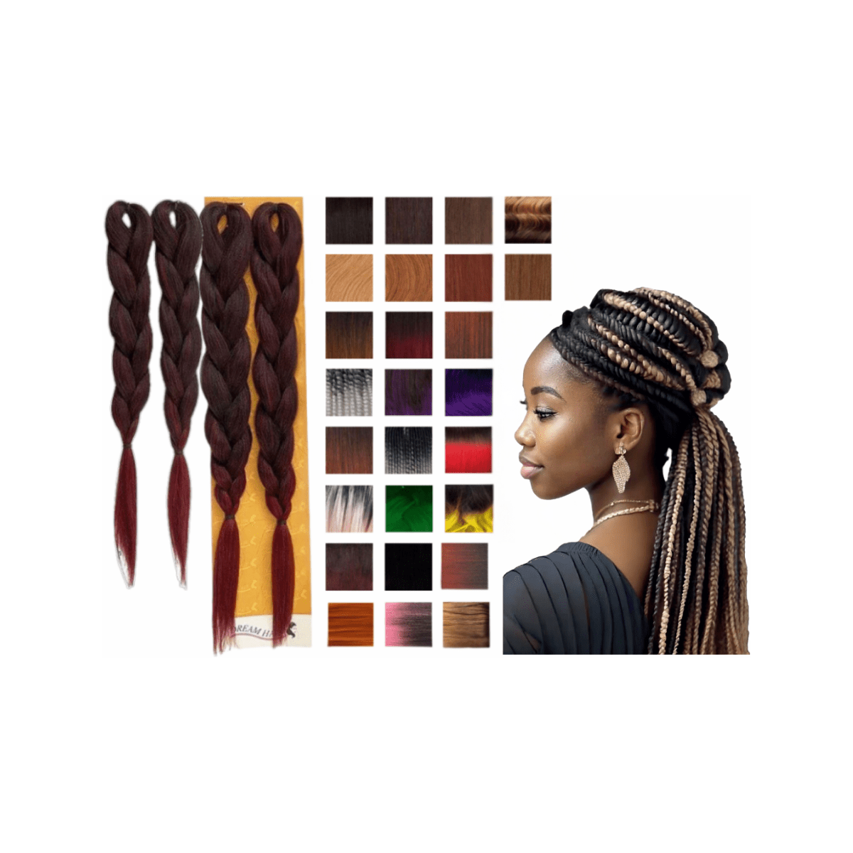 Dream Hair Braids Exception 4x Pre Stretched 100% Kunsthaar 4 pcs, 170g