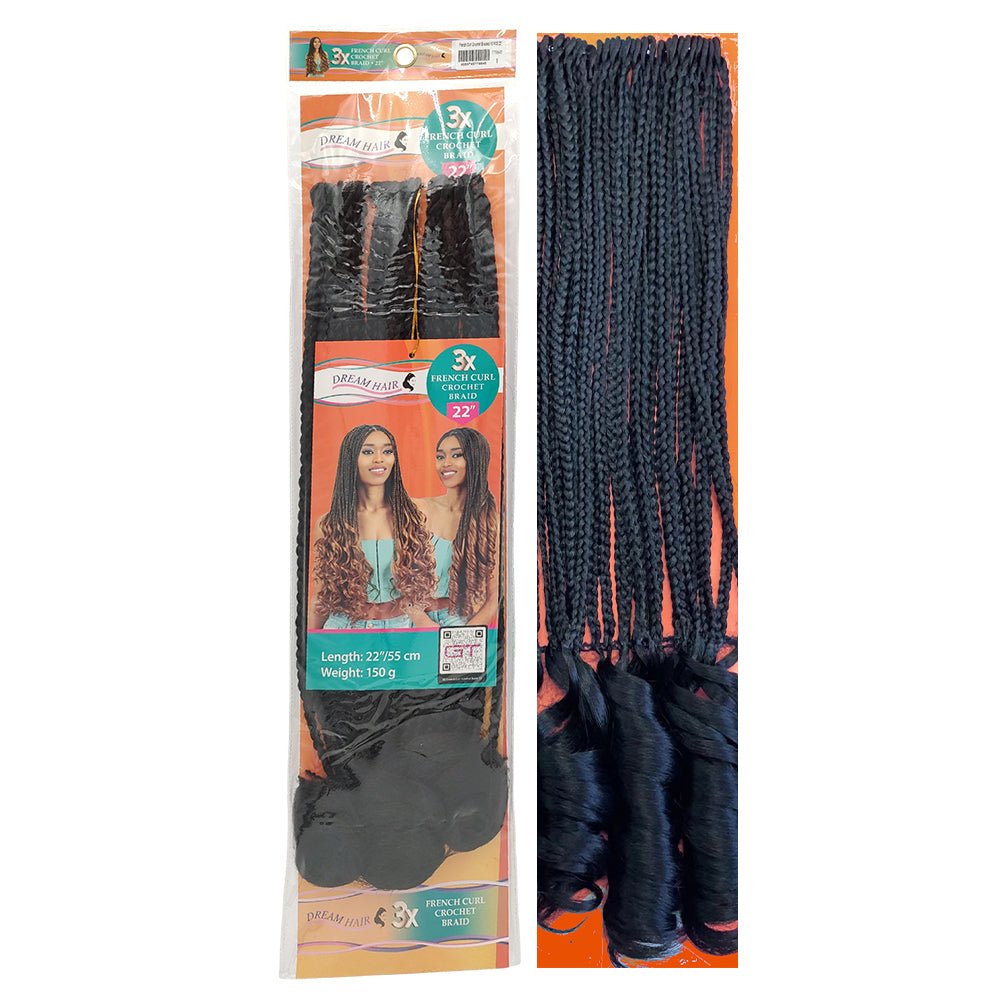 Dream Hair French Curl Crochet Braided X3 Pcs 22" & 16" - gtworld.de