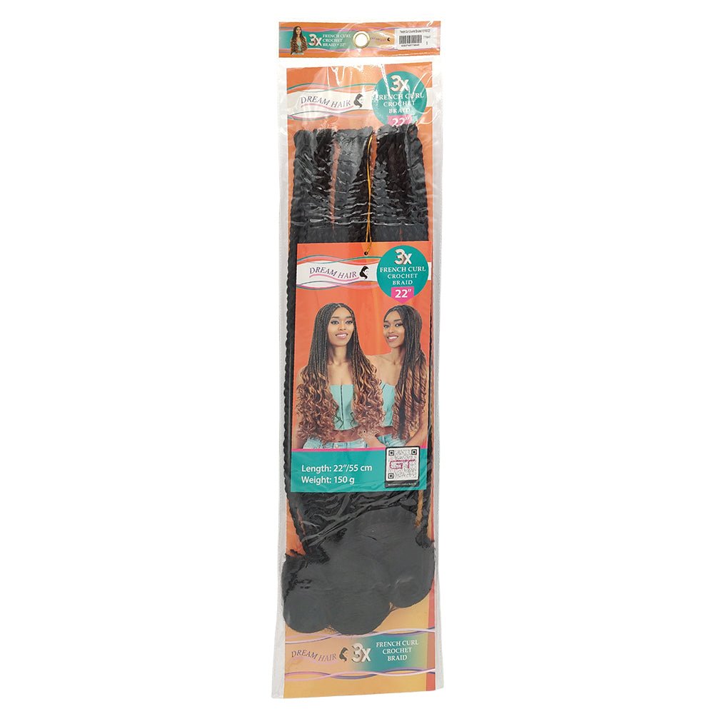 Dream Hair French Curl Crochet Braided X3 Pcs 22" & 16" - gtworld.de