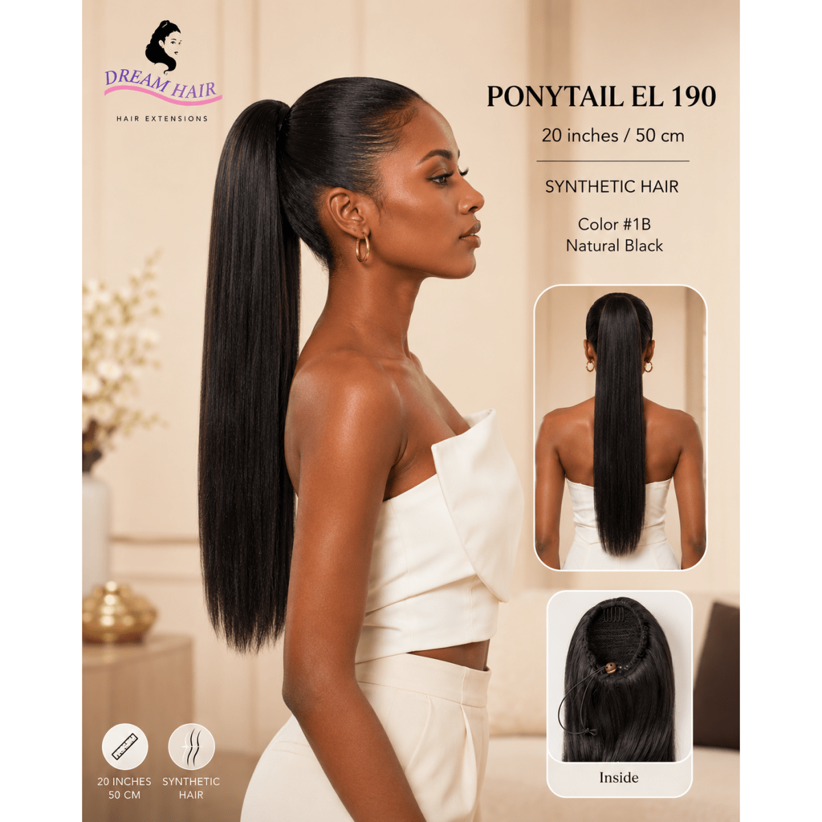 Dream Hair ponytail EL 190 20"/50cm Synthetic Hair - gtworld.de