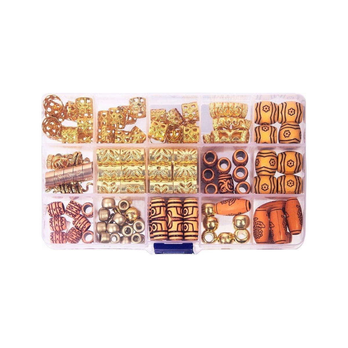 Dreamfix 124Pcs Hair Rings & Beads 12 Style - gtworld.de