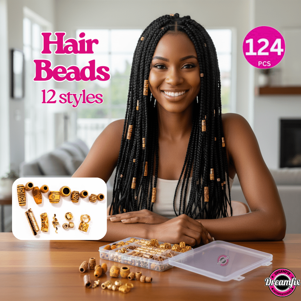 Dreamfix 124Pcs Hair Rings & Beads 12 Style - gtworld.de