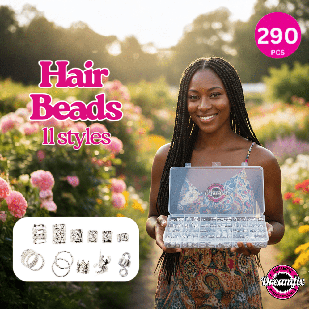 Dreamfix 290Pcs Hair Rings & Bead Jewelry 11 Style Silver - gtworld.de