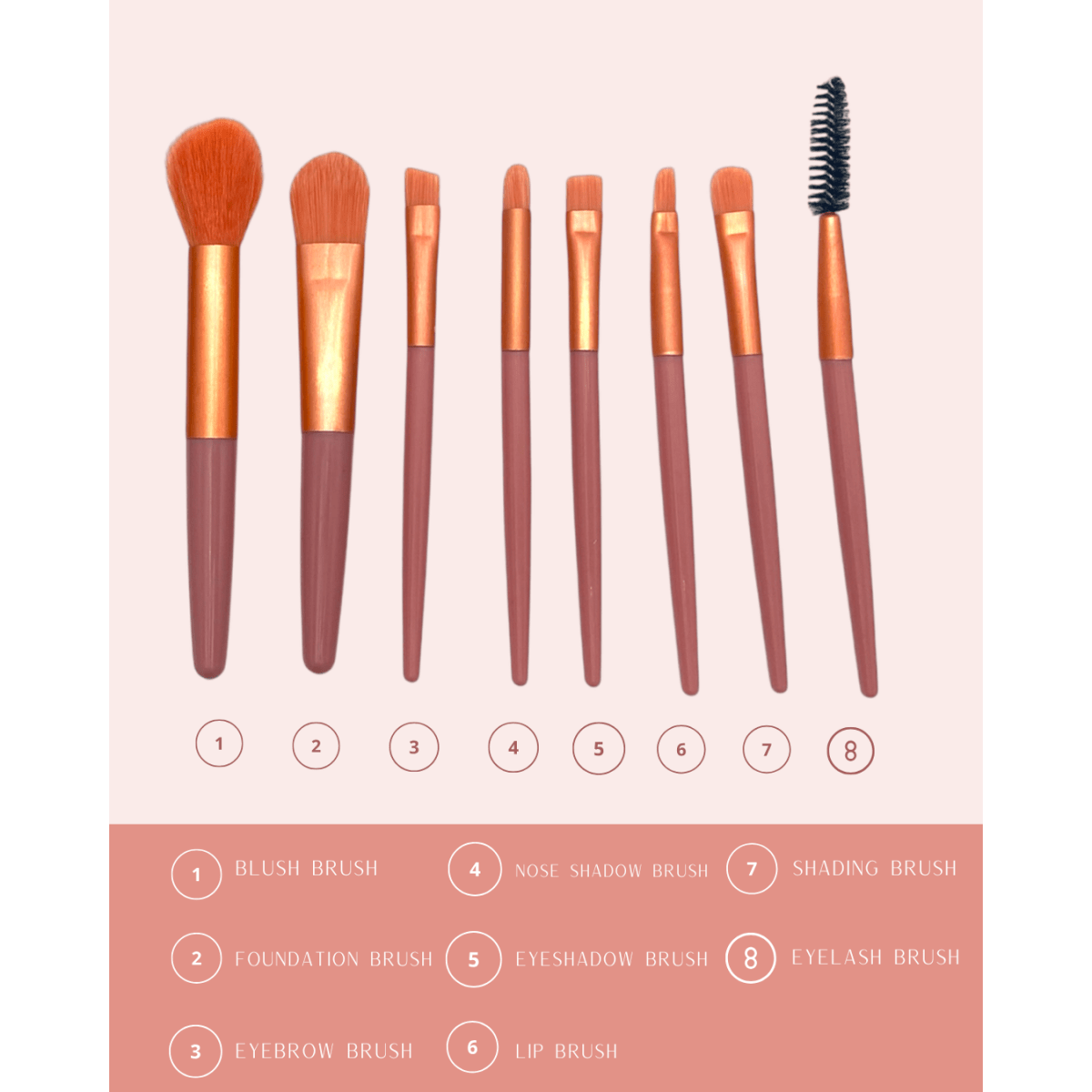 Dreamfix 8pcs Travel Makeup Brush Pink - gtworld.de