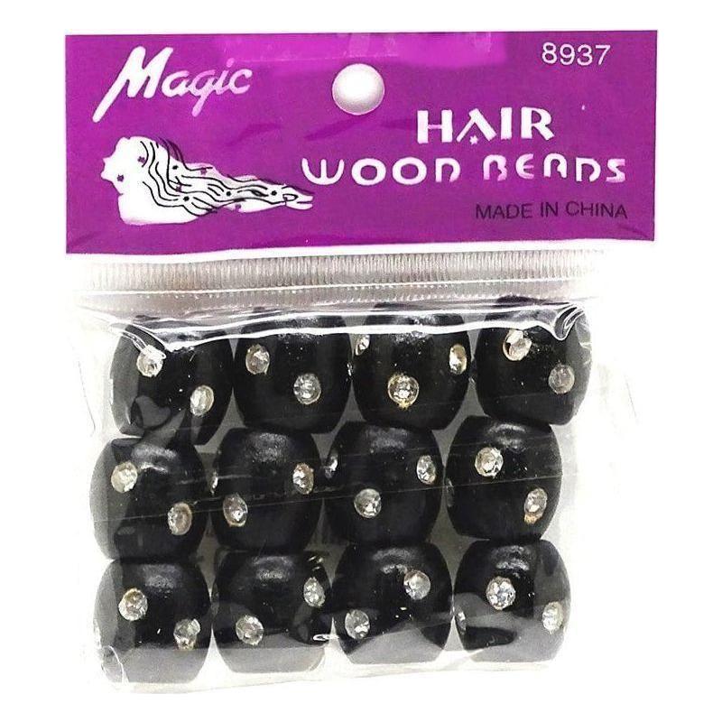 Magic Hair Wood Beads mit Diamond (12 Stck.)
