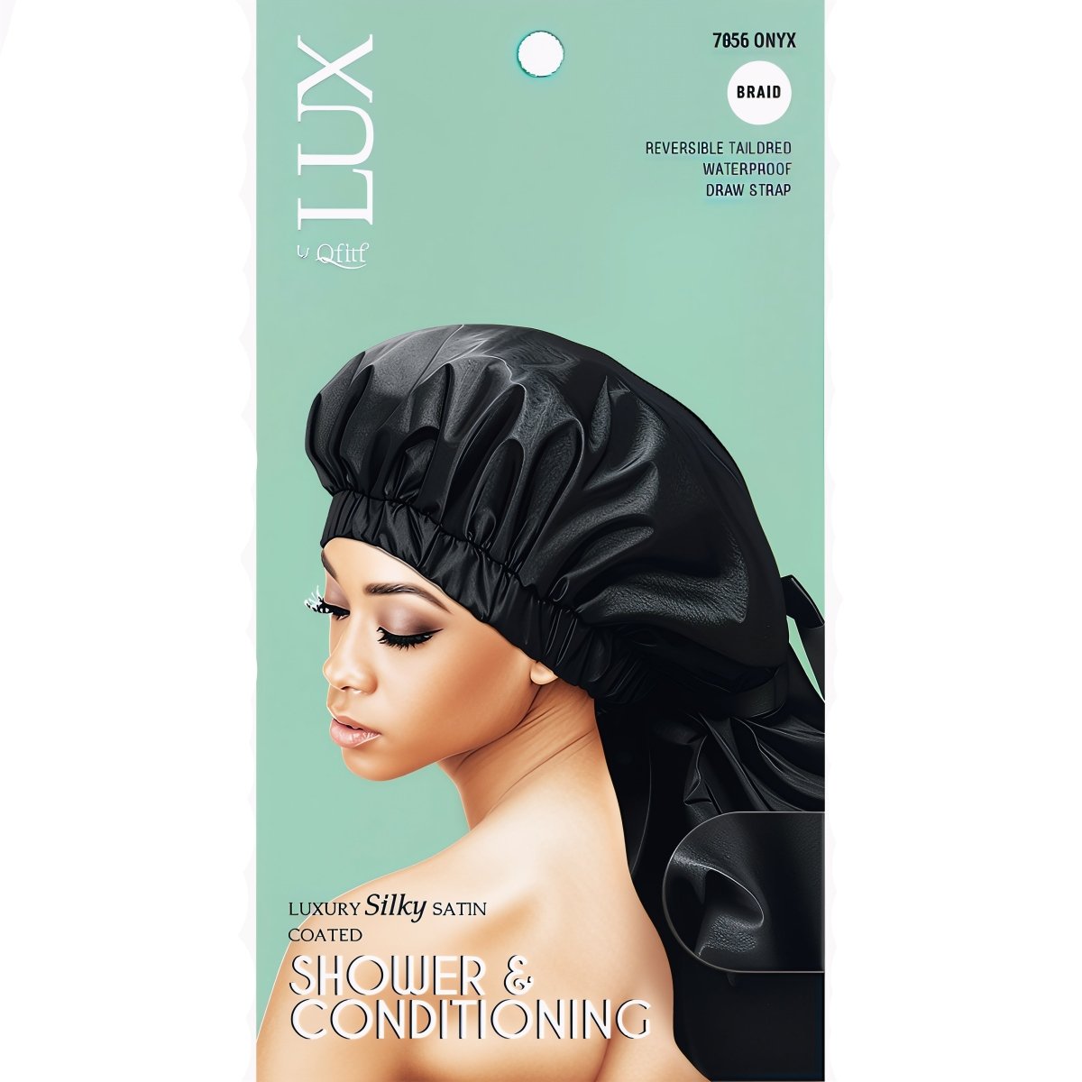 Qfitt Braid Luxury Silky Satin Coated Shower & Conditioning Cap - Onyx - gtworld.de