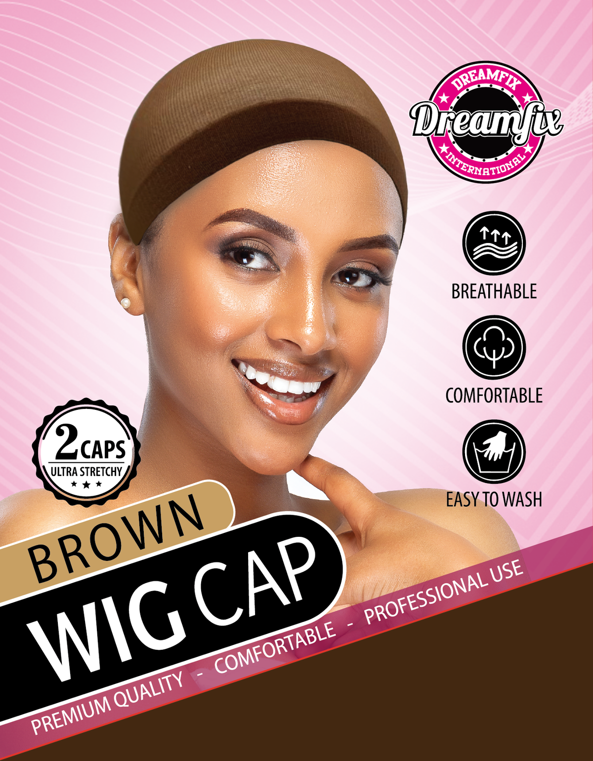 Dreamfix Wig Cap 2 pieces Per Pack Black/Brown/Dark Brown/Blond/Cream