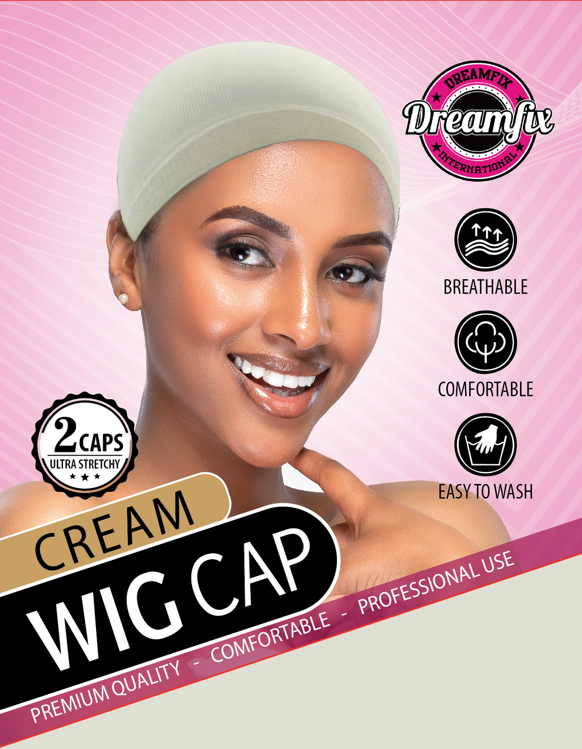 Dreamfix Wig Cap 2 pieces Per Pack Black/Brown/Dark Brown/Blond/Cream
