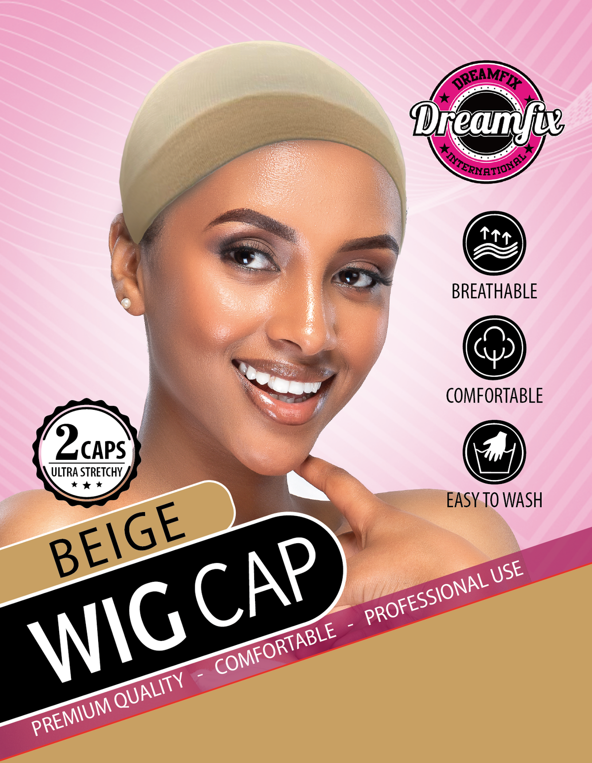 Dreamfix Wig Cap 2 pieces Per Pack Black/Brown/Dark Brown/Blond/Cream