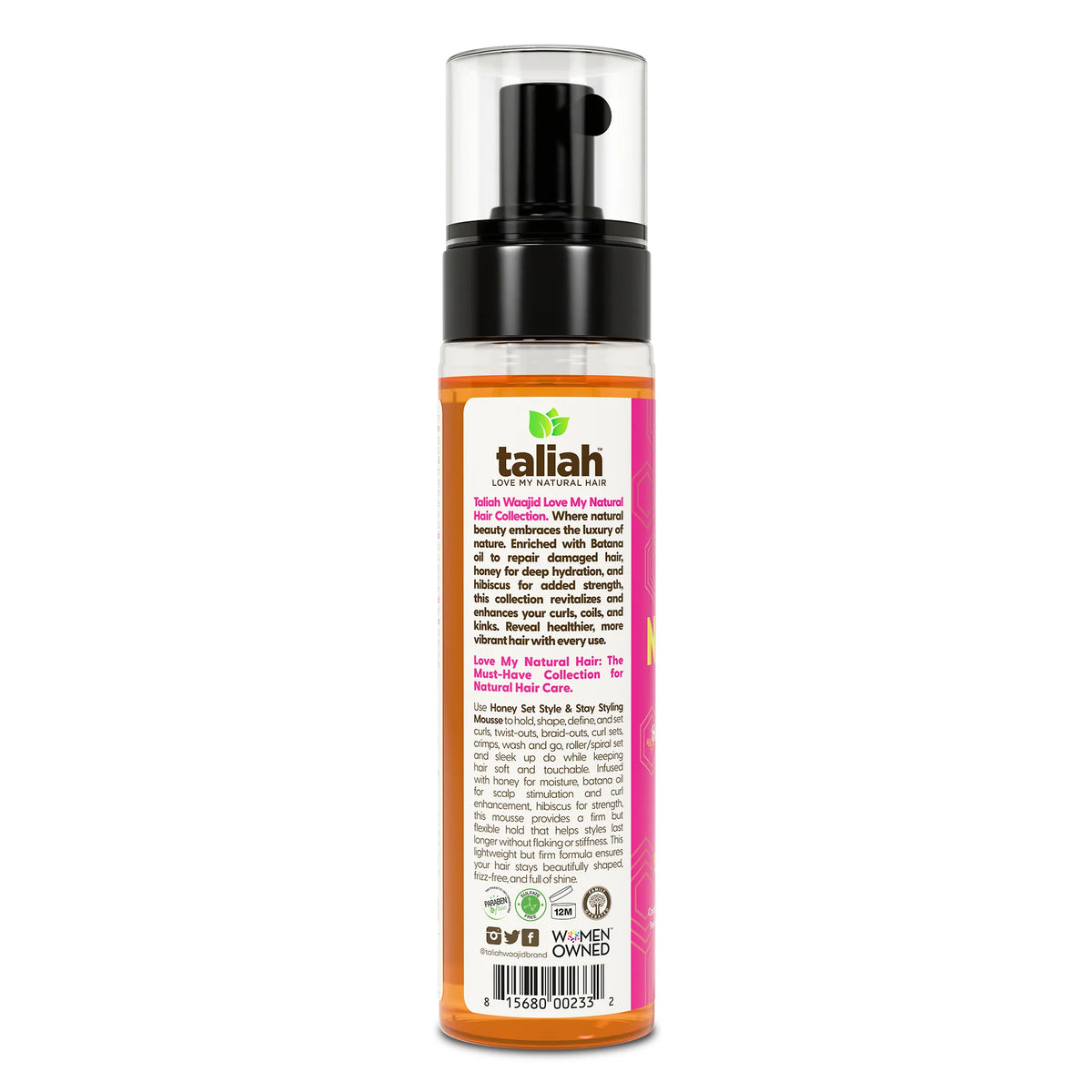 Taliah Waajid Love My Natural Hair Honey Set &amp; Style Styling Mousse 8oz