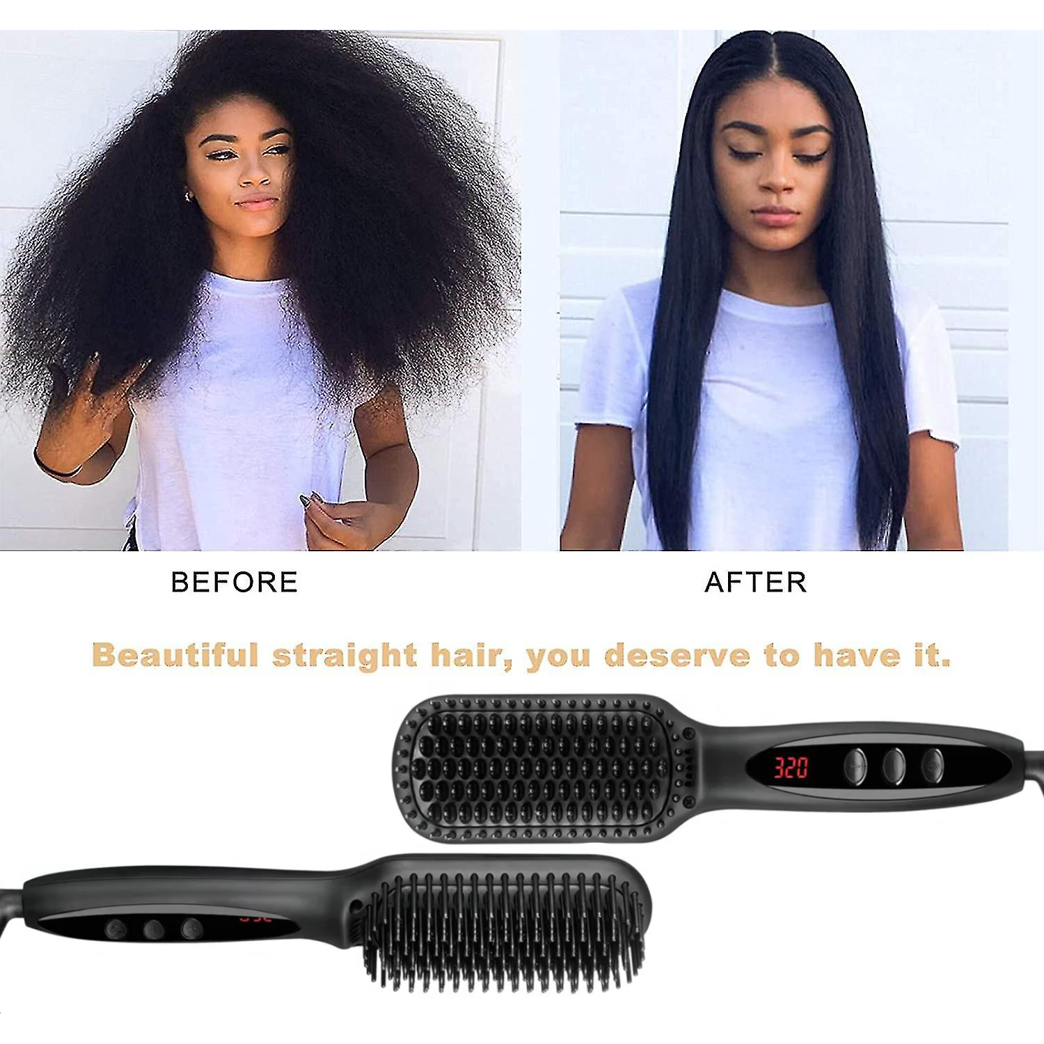 Dreamfix 2 In 1 Electric Ceramic Straightening Comb Rotating Brush 110-240V 50/60HZ 45-65W