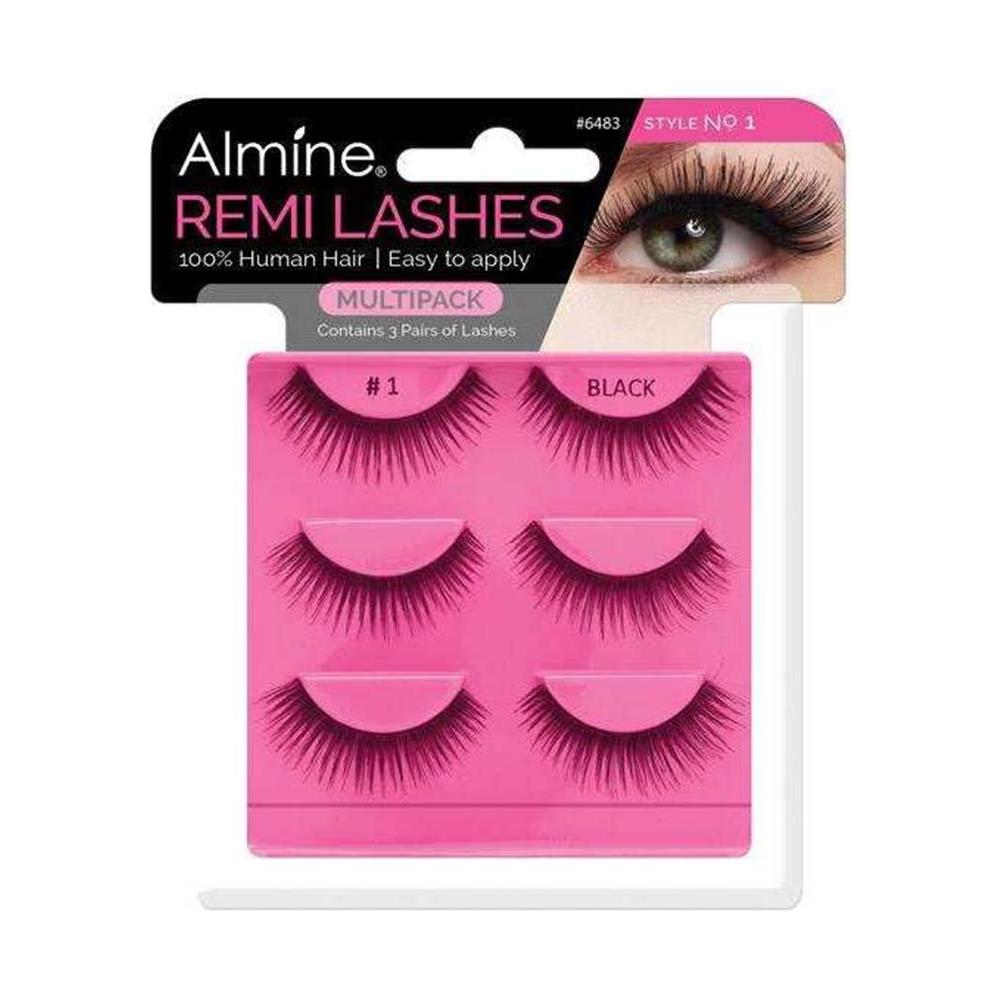 Almine Eyelashes Black 100% Remi Human hair