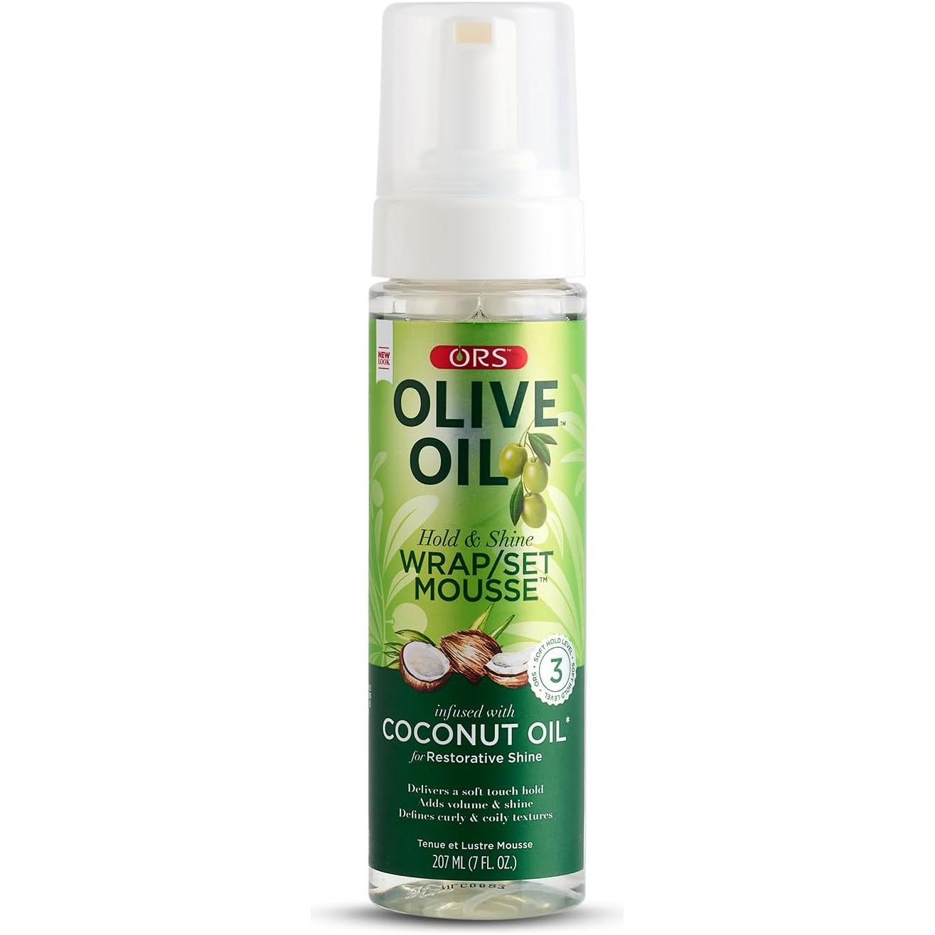 ORS Olive Oil Hold &amp; Shine Wrap/Set Mousse Coconut Oil 7oz / 207ml