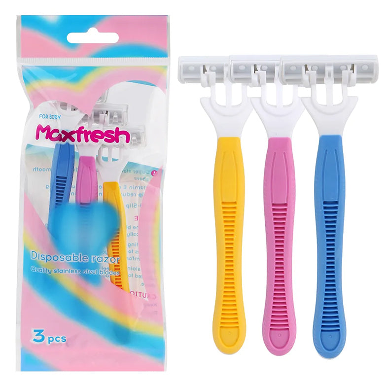 Dreamfix Maxfresh Disposable Razor 3 blades With Lubricating Strip ABS+Rubber Handle 3Pcs