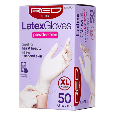 Red By Kiss Latex Gloves Powder-Free 50 Pcs S/M/L/XL