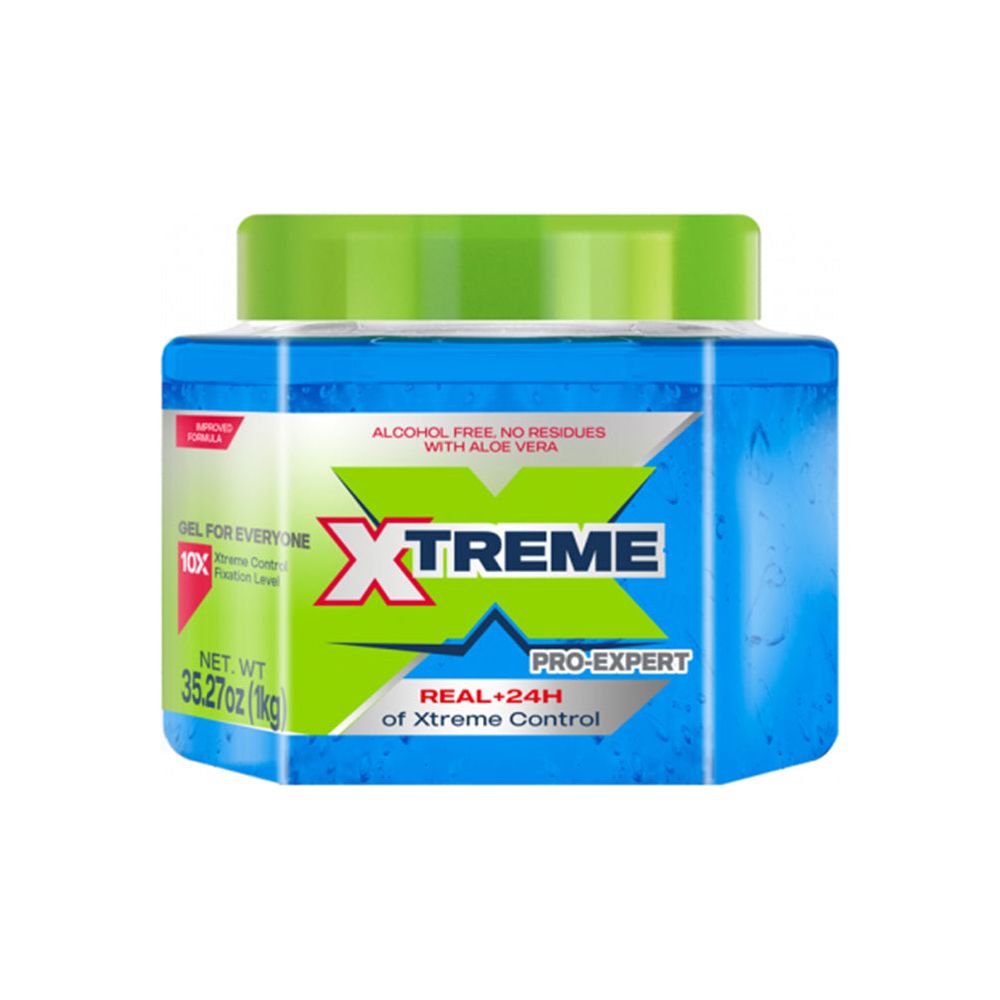 Xtreme Pro-Expert Blue Styling Hair Gel Xtreme Control W Aloe Vera 8.82oz / 35.27oz