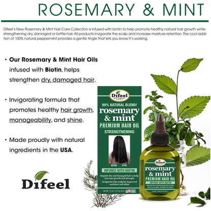 Difeel Rosemary &amp; Mint Premium Hair Oil With Biotin 75ml / 210ml