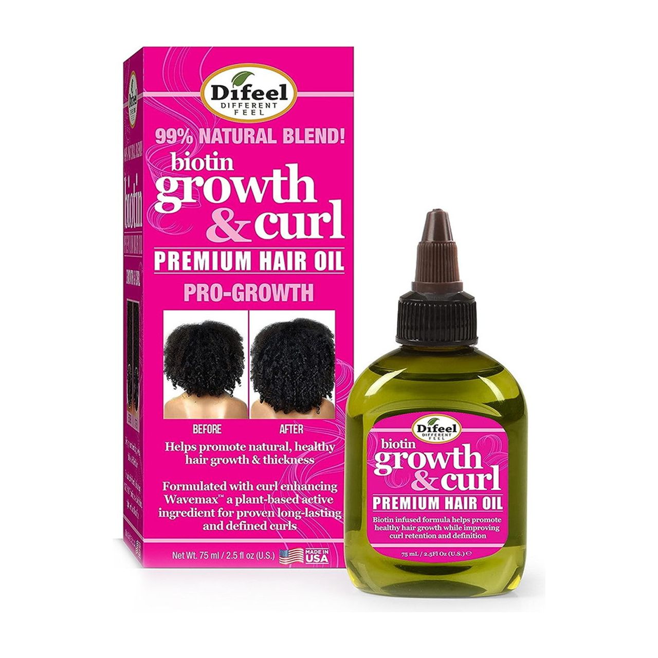 Difeel Growth and Curl Biotin Premium Hair Oil 75ml / 210ml