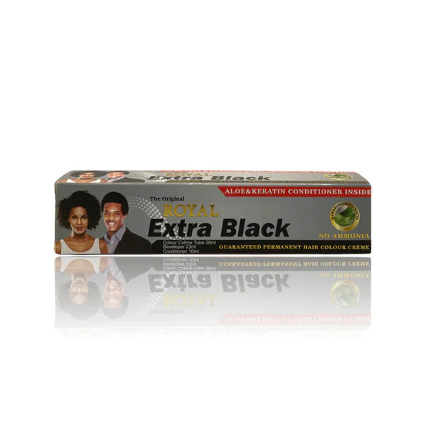 The Original Royal Extra Black Permanent Hair Color Creme 28ml + Developer 23ml + Conditioner 10ml