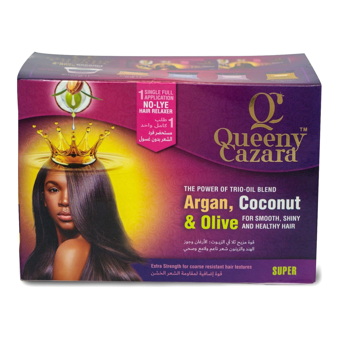 Queeny Cazara No-Lye Relaxer Kit Super Argan, Coconut &amp; Olive Oils