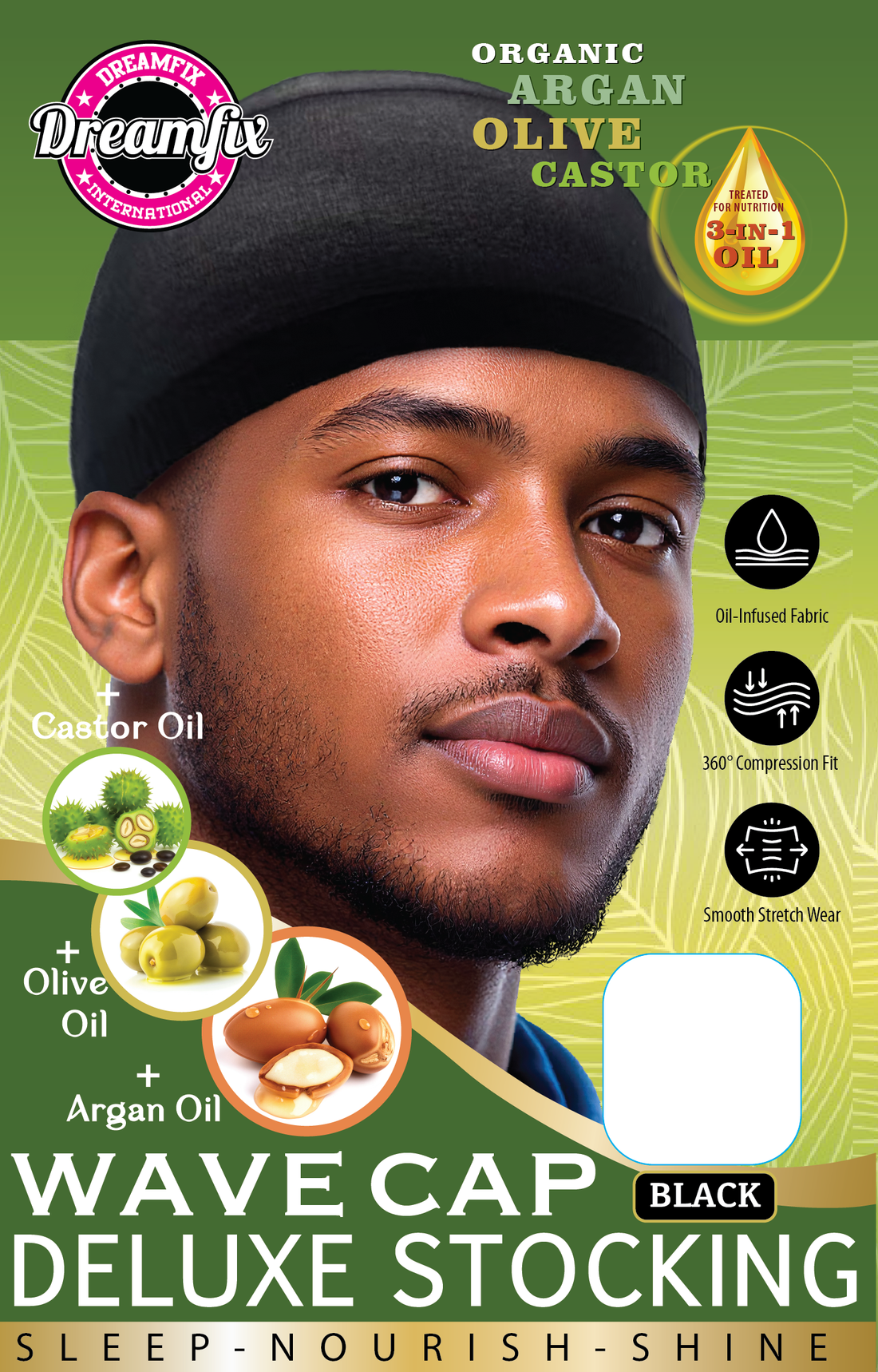 Dreamfix Deluxe Stocking Wave Cap Black