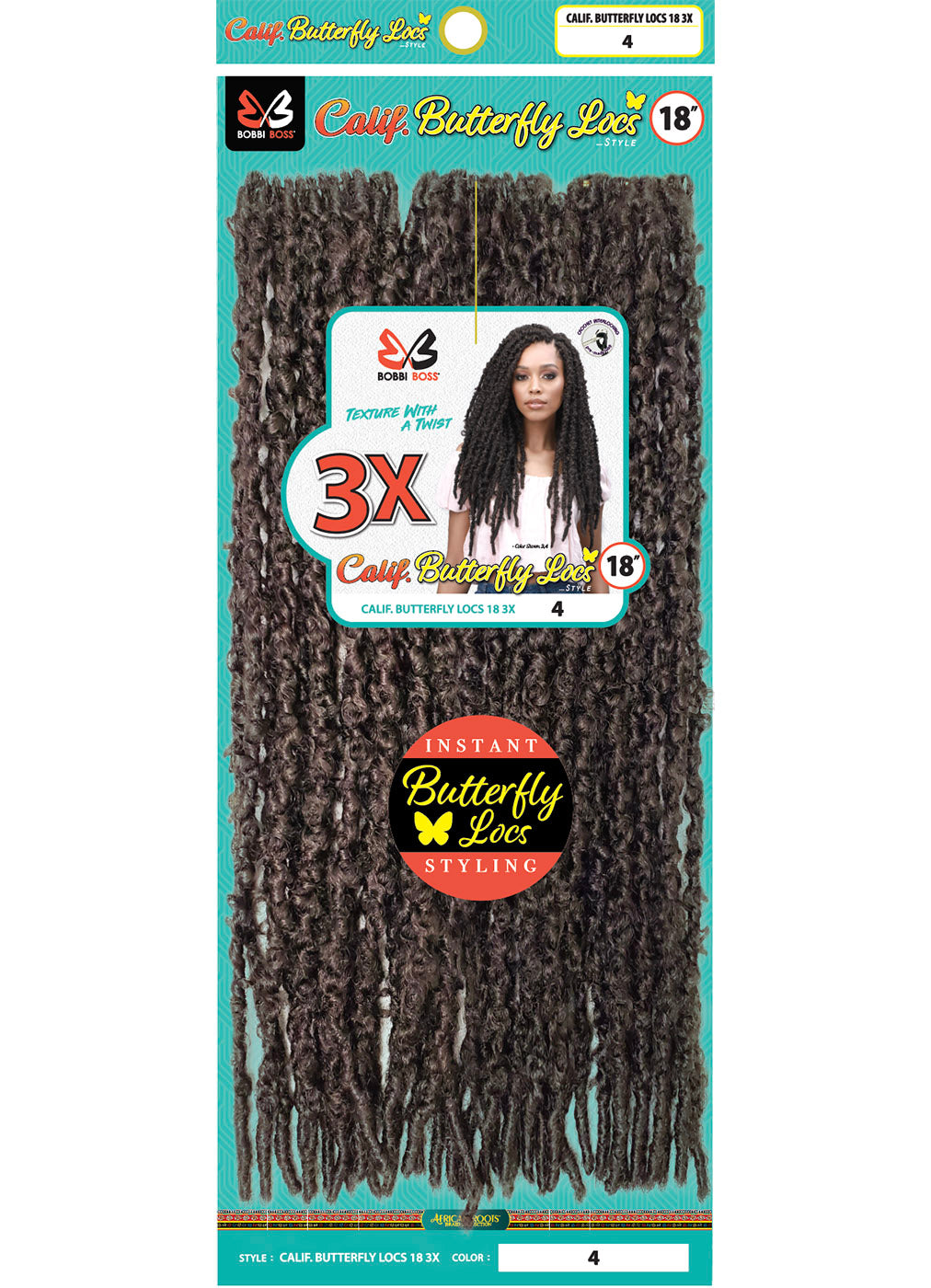 BOBBI BOSS 3X Calif. Butterfly Locs Pre-Looped Crochet Braid Kunsthaar 18&quot;