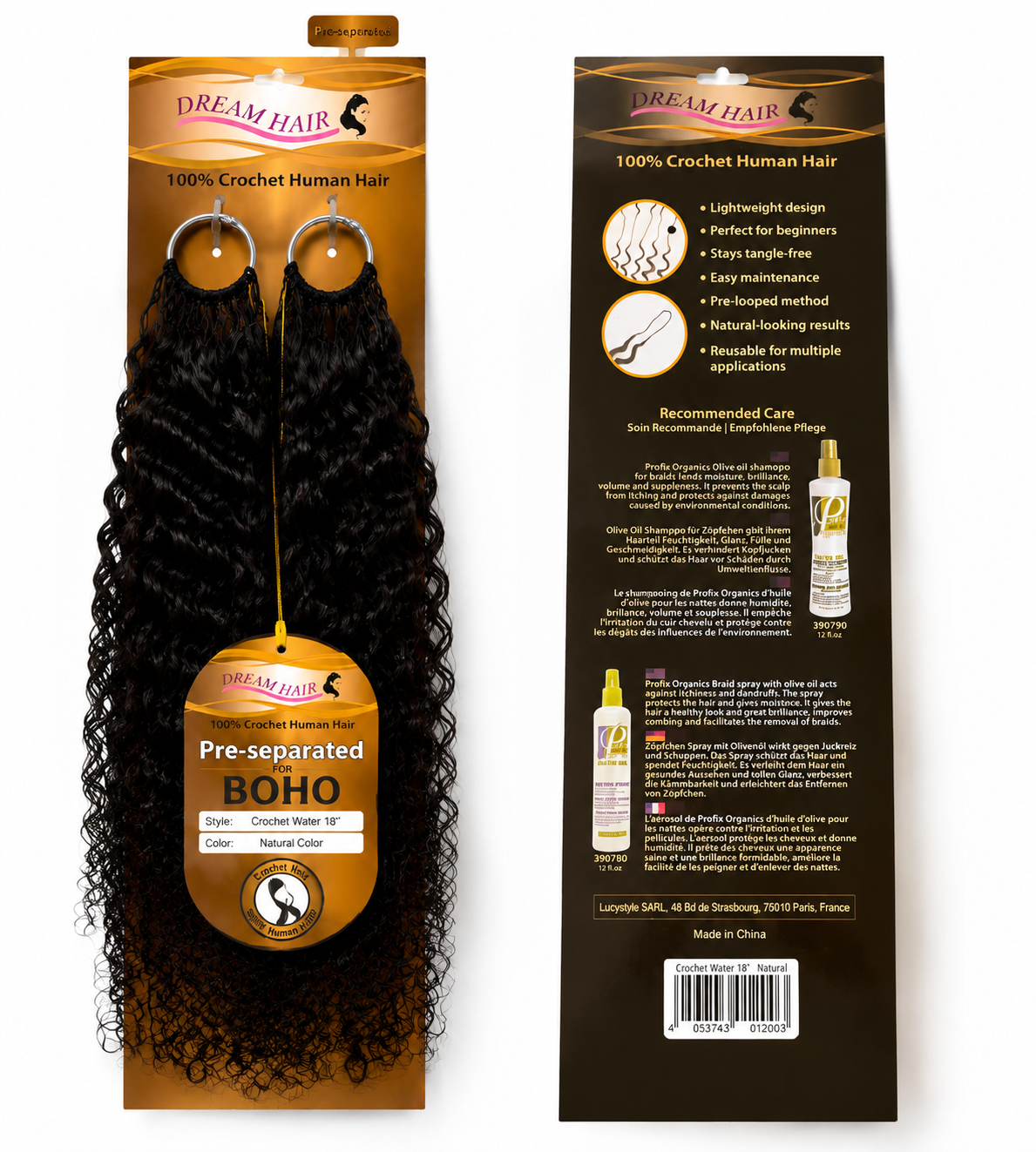 Dream Hair Crochet Human Hair Water Wave Natural Color 14"/18"
