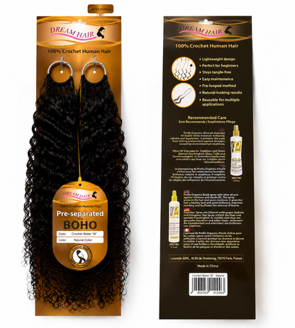 Dream Hair Crochet Human Hair Water Wave Natural Color 14"/18"