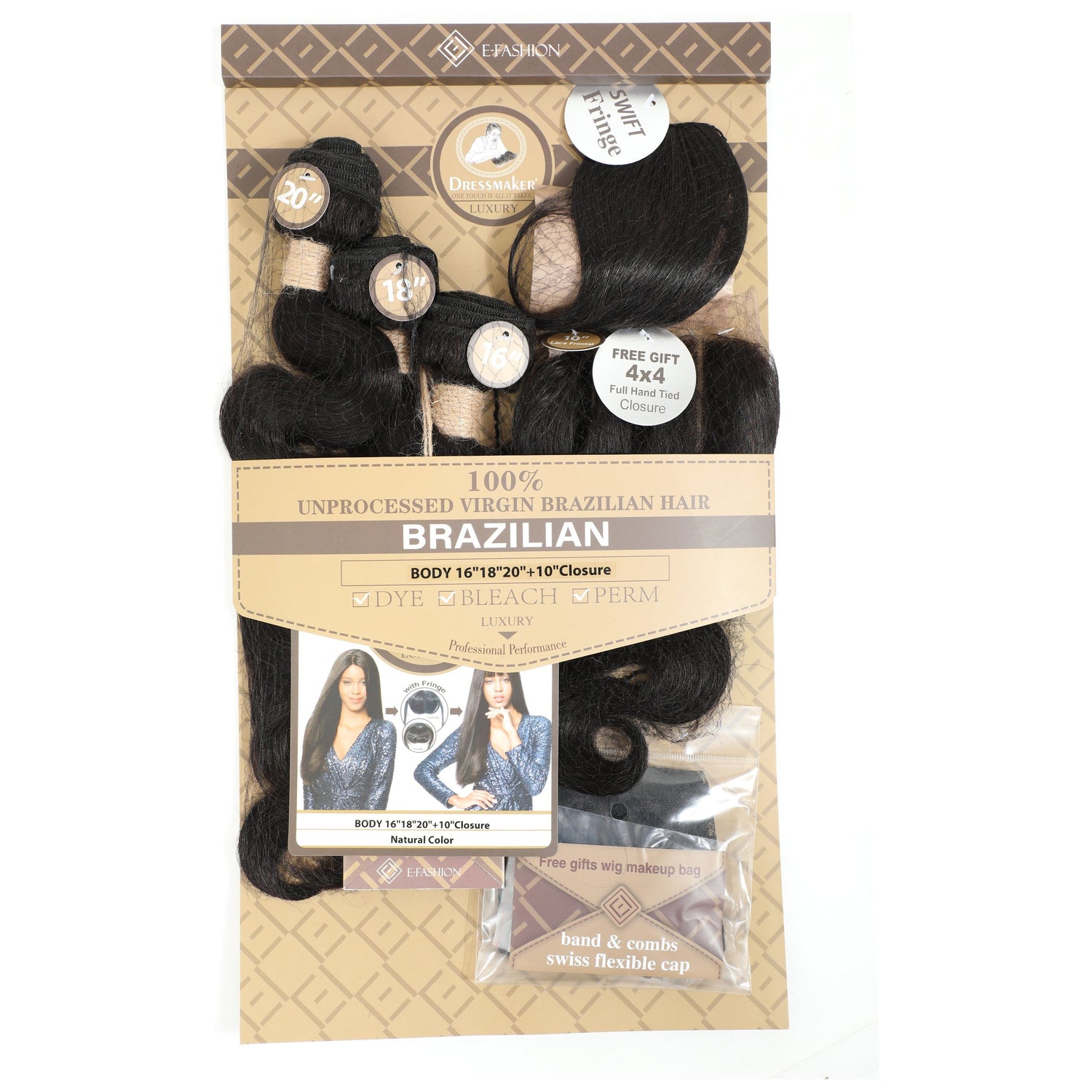 Dream Hair 100% Natural Brazilian Hair Top Wefts Natural Color 