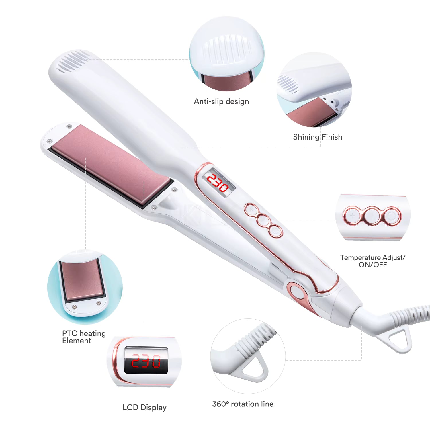 Dreamfix Sleek Ceramic Flat Iron with Digital Control (Black)