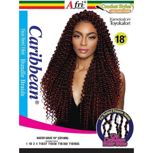 Mane Concept Afri-Naptural Caribbean Water Wave Crochet Braid Kanekalon Fiber 18&