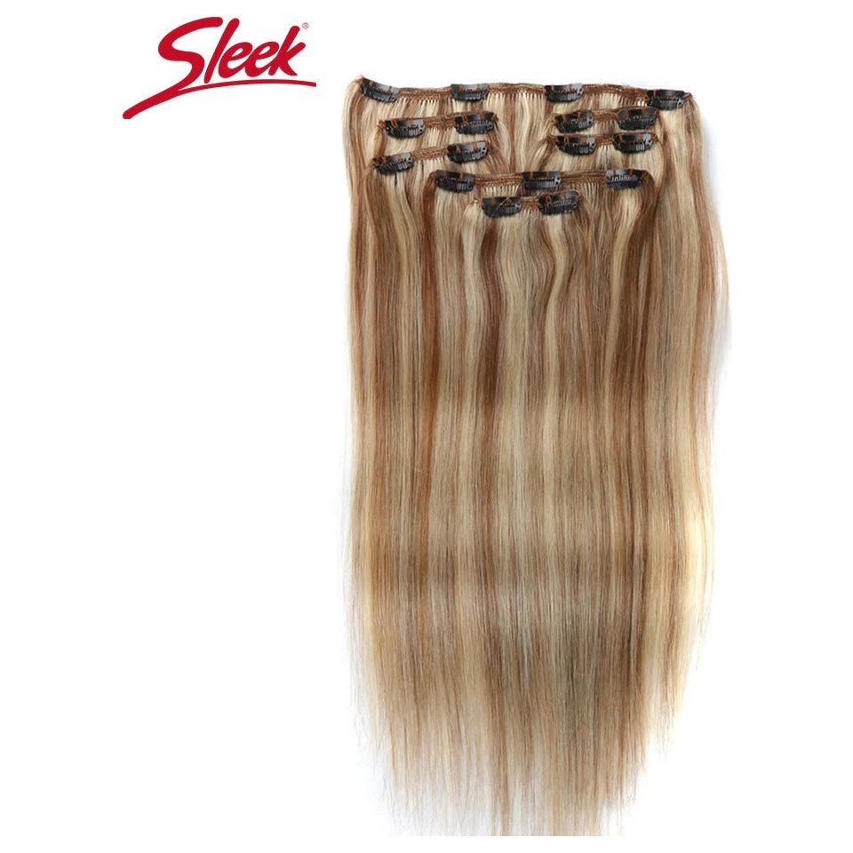 Sleek-Hair-7Pcs-Clip-in-p27-613-Human-Hair-Extensions-Brazilian-Striaght-Honey-Blonde-P6-613