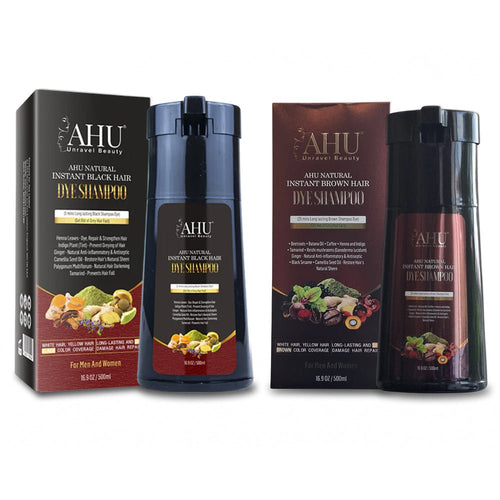 AHU Natural Instant Black Hair Dye Shampoo 500ml