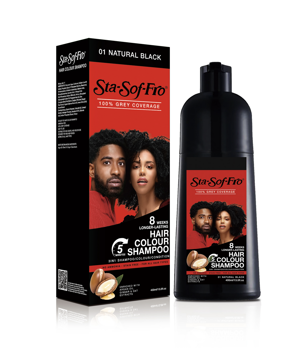 Sta-Sof-Fro Hair Color Shampoo 400ml Natural Black