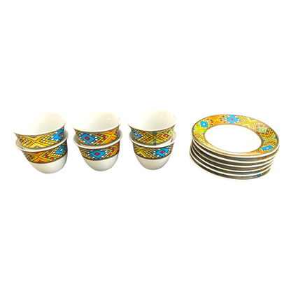 Coffee cups and coasters set of 6 + 6 decor Tibib - gtworld.de