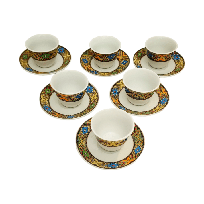 Coffee cups and coasters set of 6 + 6 decor Tibib - gtworld.de