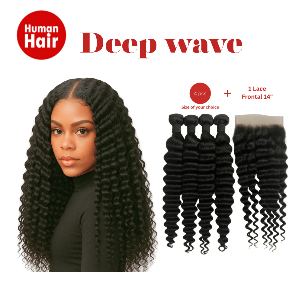 Dream hair Brazilian Hair Deep Wave 4pcs + 14&
