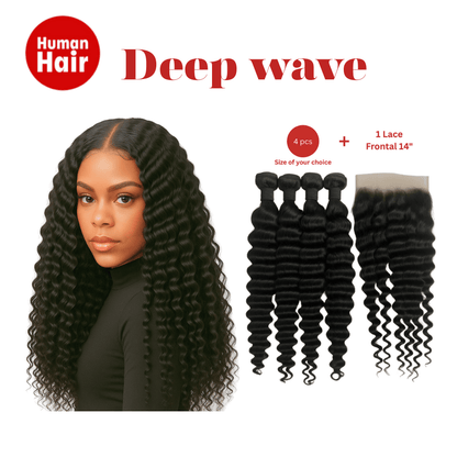 Dream hair Brazilian Hair Deep Wave 4pcs + 14&