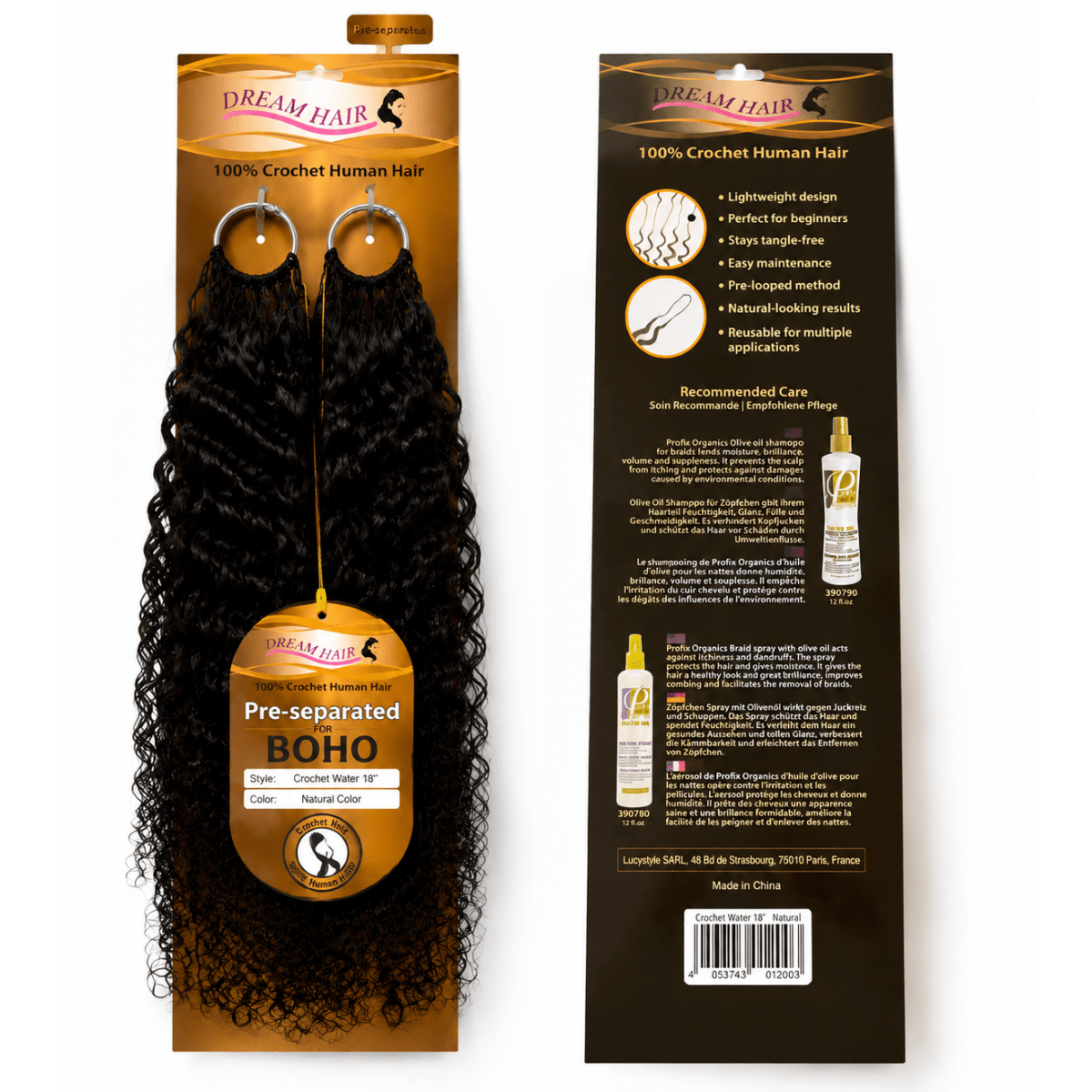 Dream Hair Crochet Human Hair Water Wave Natural Color 14"/18" - gtworld.de