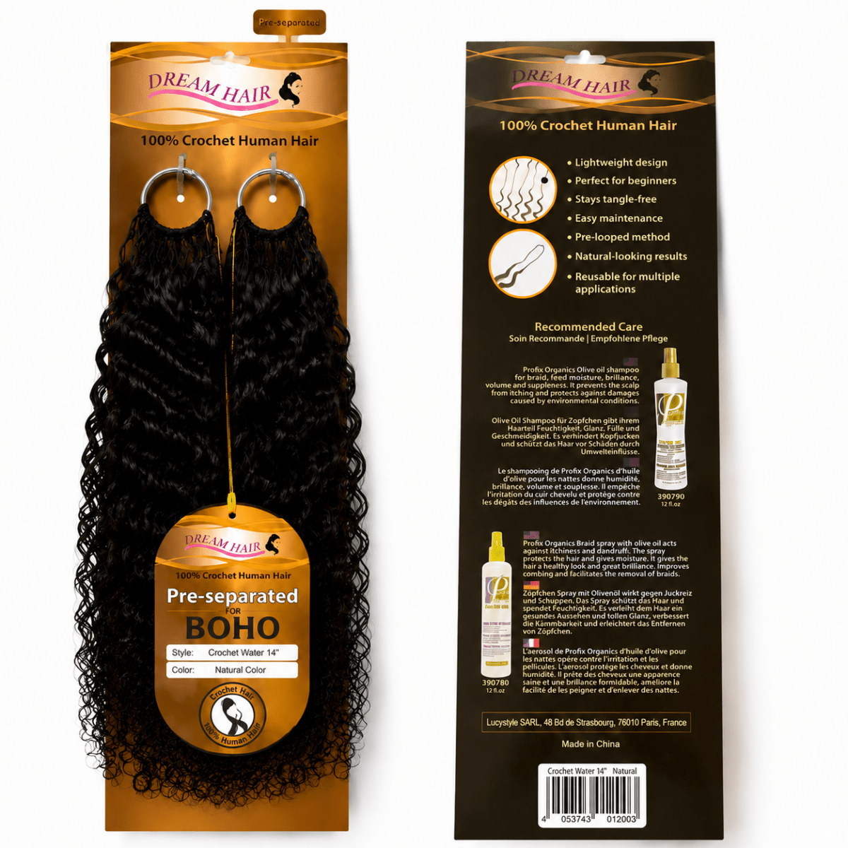 Dream Hair Crochet Human Hair Water Wave Natural Color 14"/18" - gtworld.de