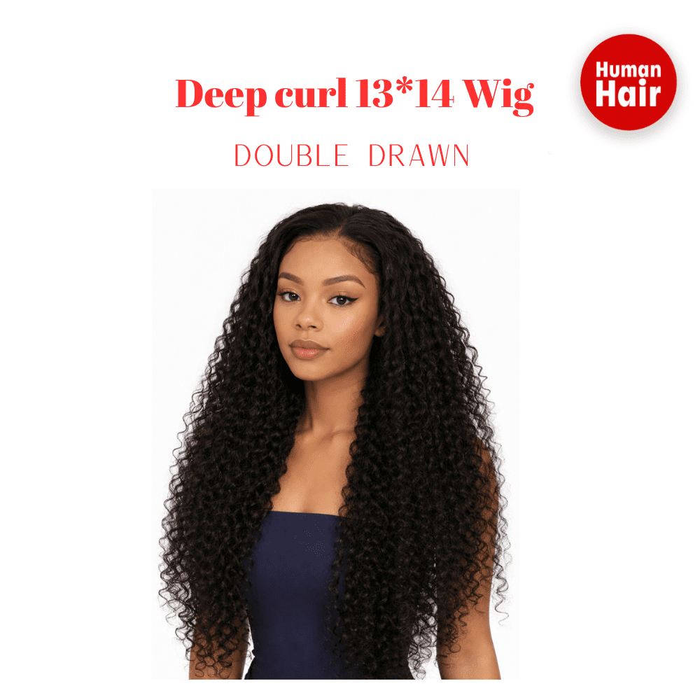 Dream Hair Deep curl 13*14 Wig Double Drawn 24 Human Hair :Natural Color - gtworld.de