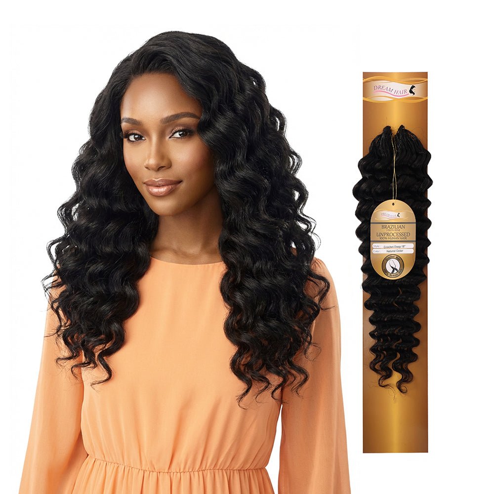 Dream hair Human hair Crochet Deep Wave 14" &amp; 18" (Natural Color) - gtworld.de