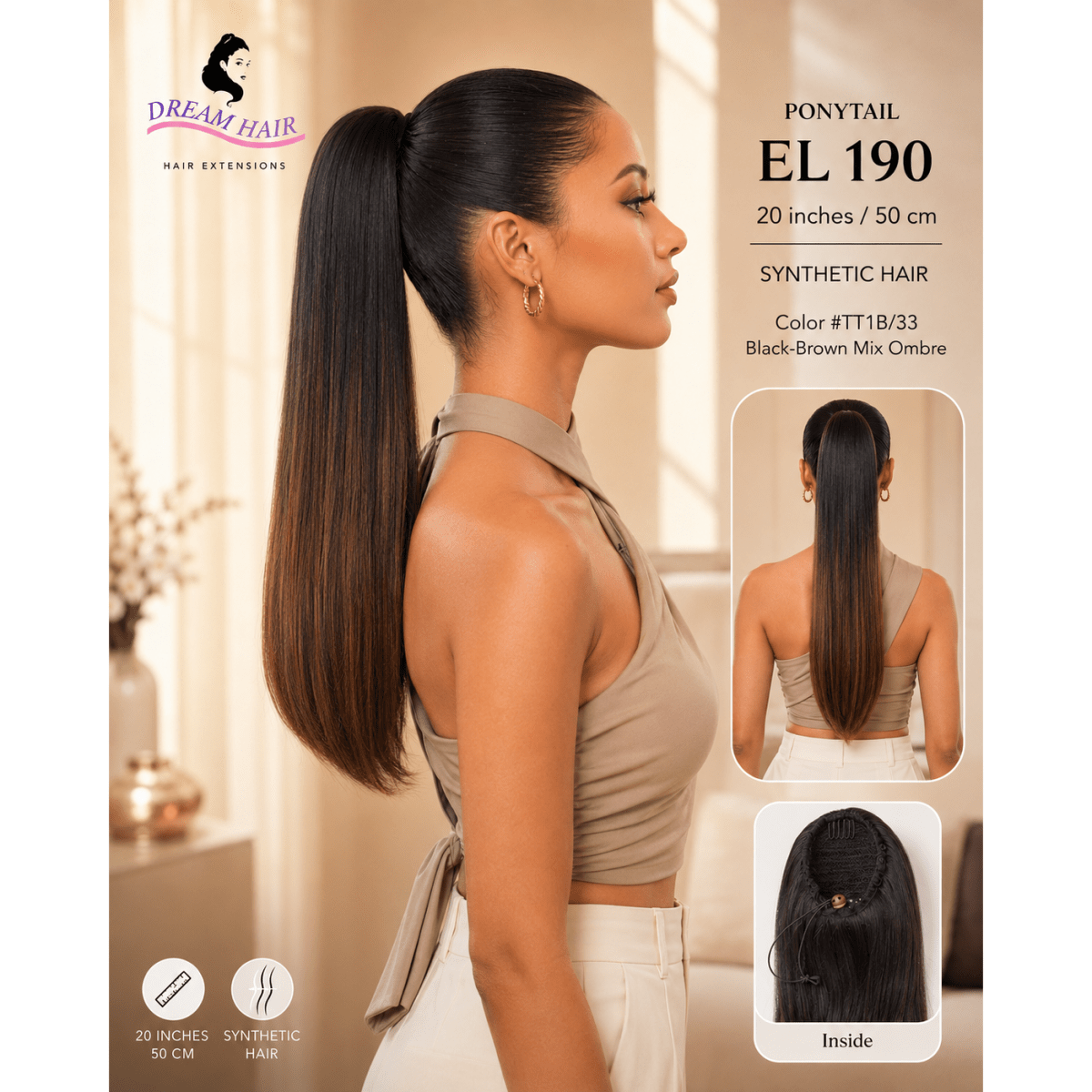 Dream Hair ponytail EL 190 20"/50cm Synthetic Hair - gtworld.de