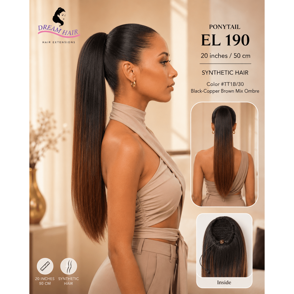 Dream Hair ponytail EL 190 20"/50cm Synthetic Hair - gtworld.de