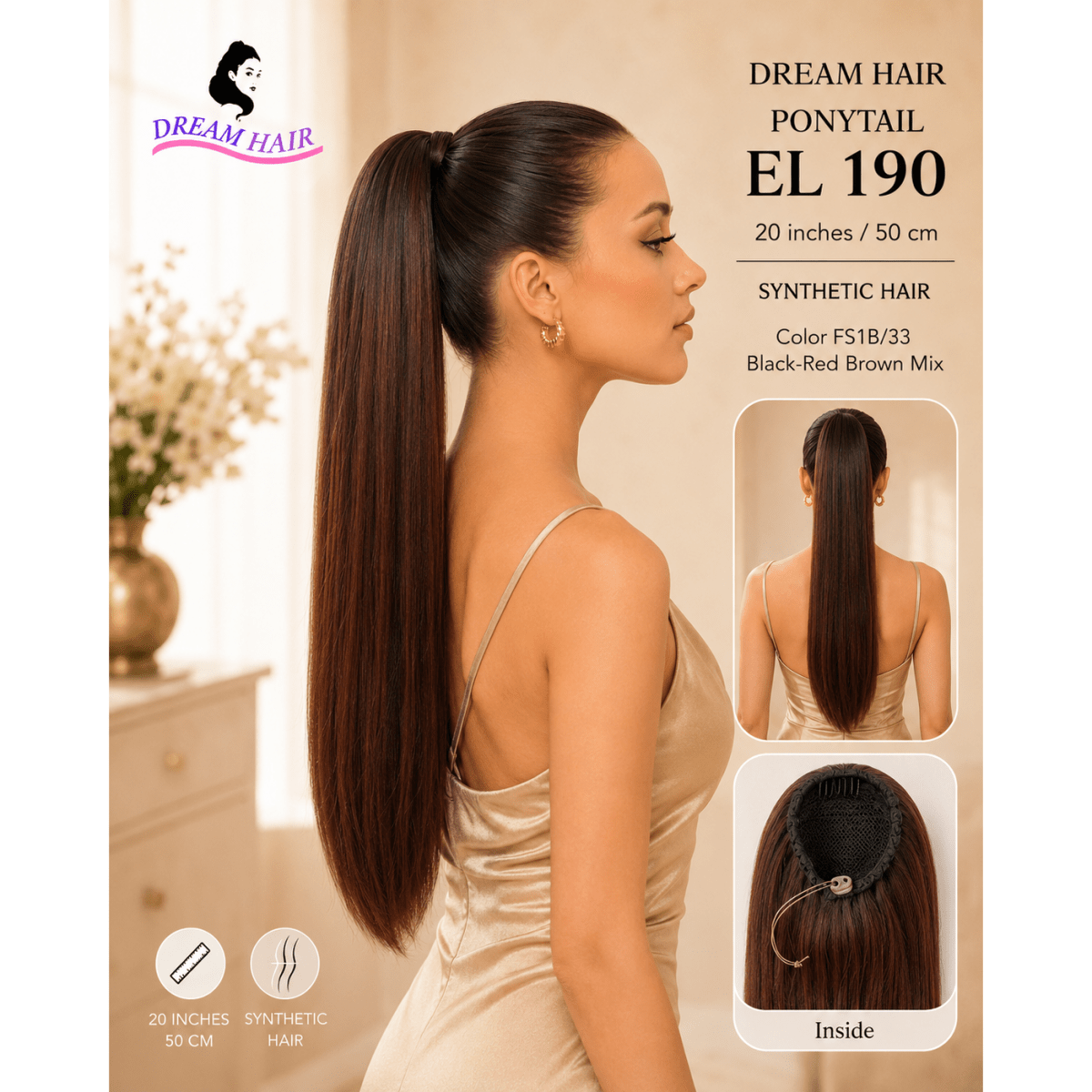Dream Hair ponytail EL 190 20"/50cm Synthetic Hair - gtworld.de