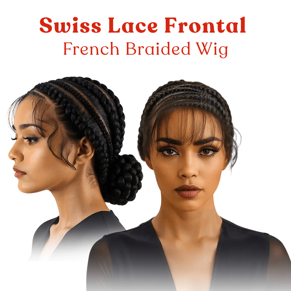 Dream Hair Swiss Lace Frontal French Braided Wig: Natural Color (400g) - gtworld.de