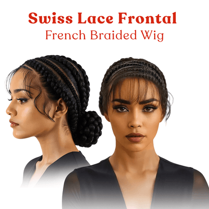 Dream Hair Swiss Lace Frontal French Braided Wig: Natural Color (400g) - gtworld.de